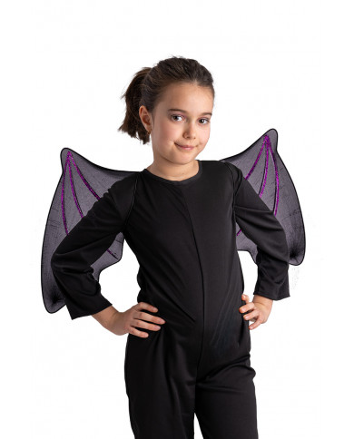 Black bat wings with purple glitter h. cm. 37x68 in pbh
