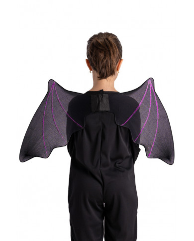 Black bat wings with purple glitter h. cm. 37x68 in pbh