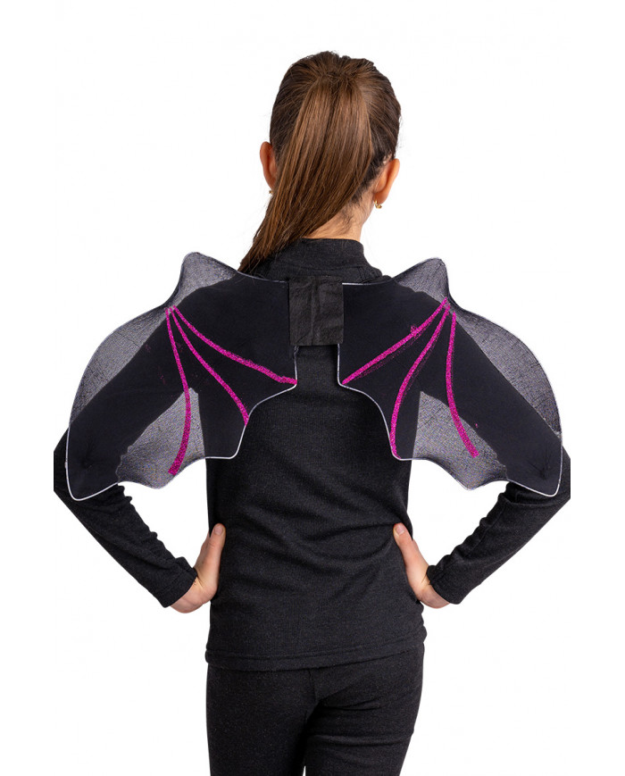 Black bat wings with purple glitter h. cm. 30x56 in pbh