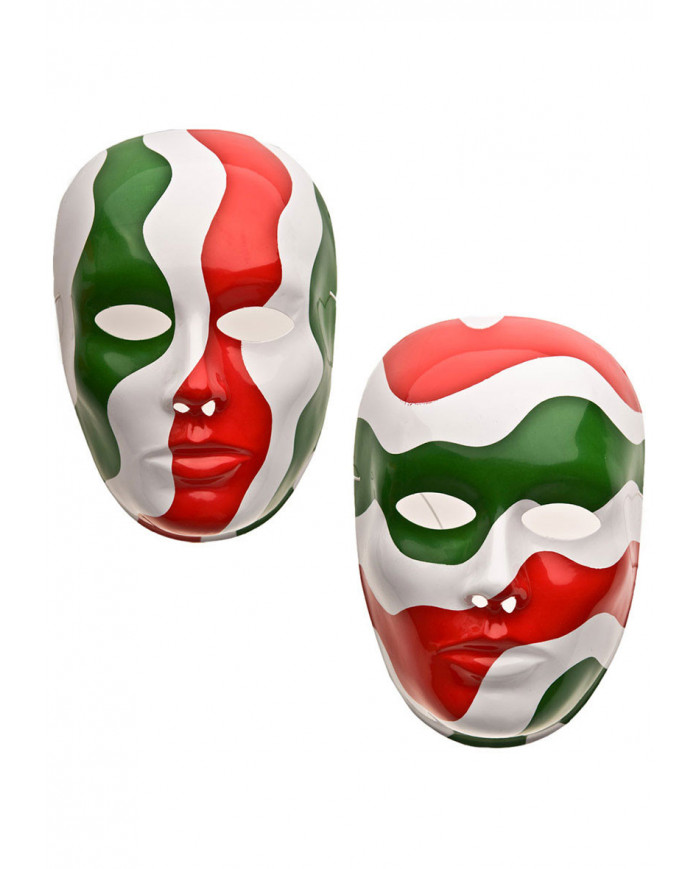 Tricolor plastic mask, as per italian flag: green, white, red.