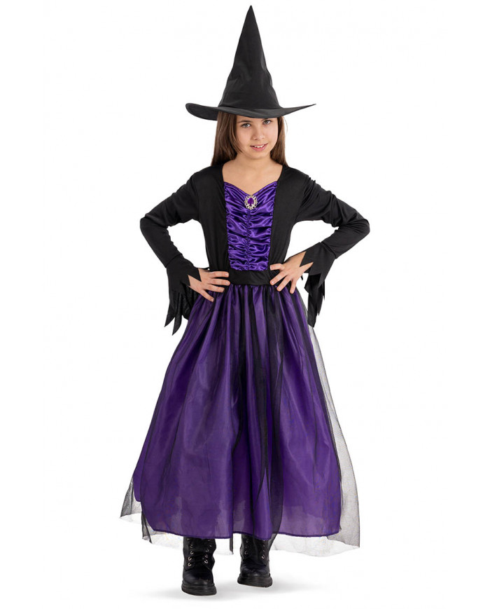 Purple witch costume in envelope with hook