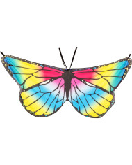 Conjunto mariposa multicolor (falda, alas, antifaz, diadema) en sobre c/cav.