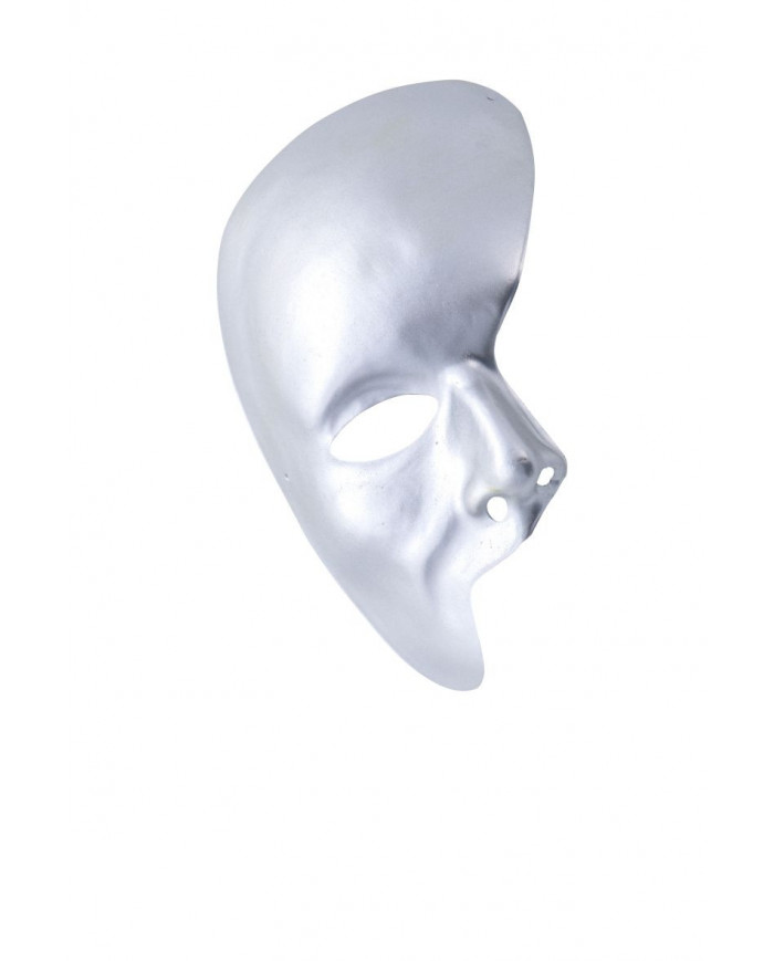 Phantom of the Opera silver plastic mask with elastic. To turn