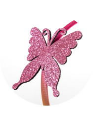 Serre tête papillon glitter rose avec cavalier