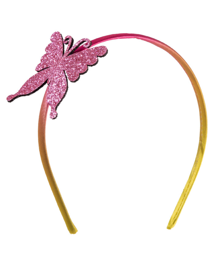 Cerchietto farfallina glitter rosa c/cav.