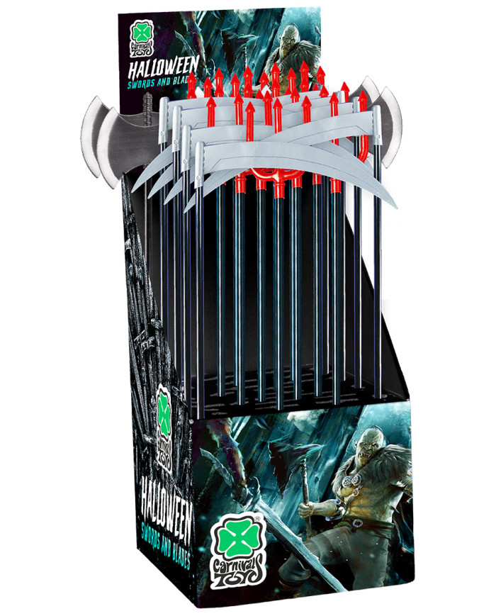 24 armes infernales sur un présentoir