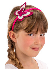 Serre tête papillon glitter fuchsia/blanc avec cavalier