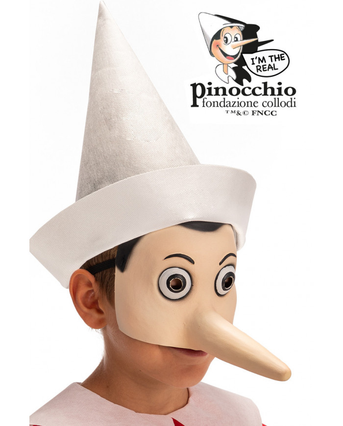 Pinocchio half face mask in latex for children, the puppet who