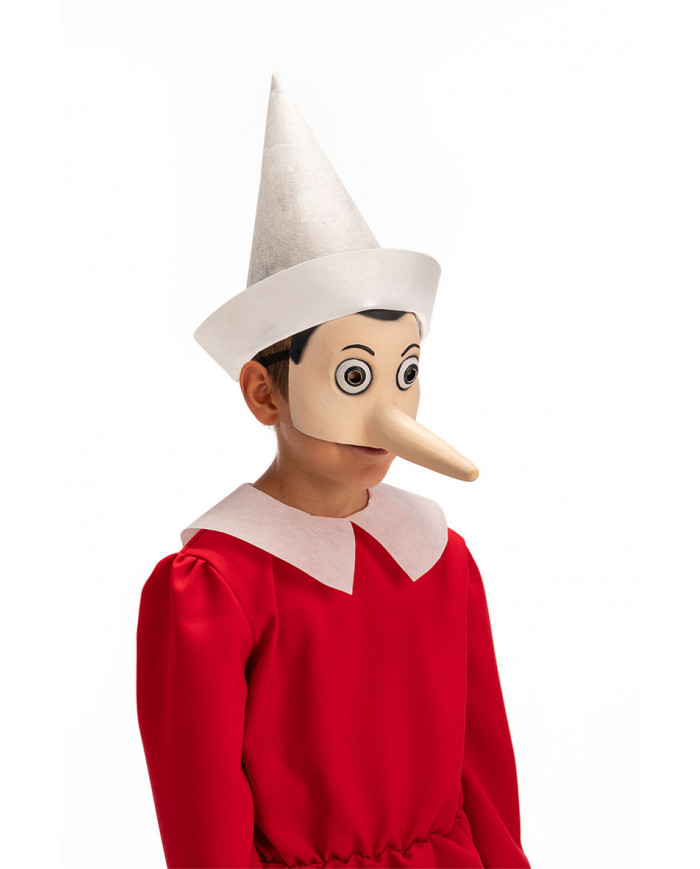 Pinocchio half face mask in latex for children, the puppet who