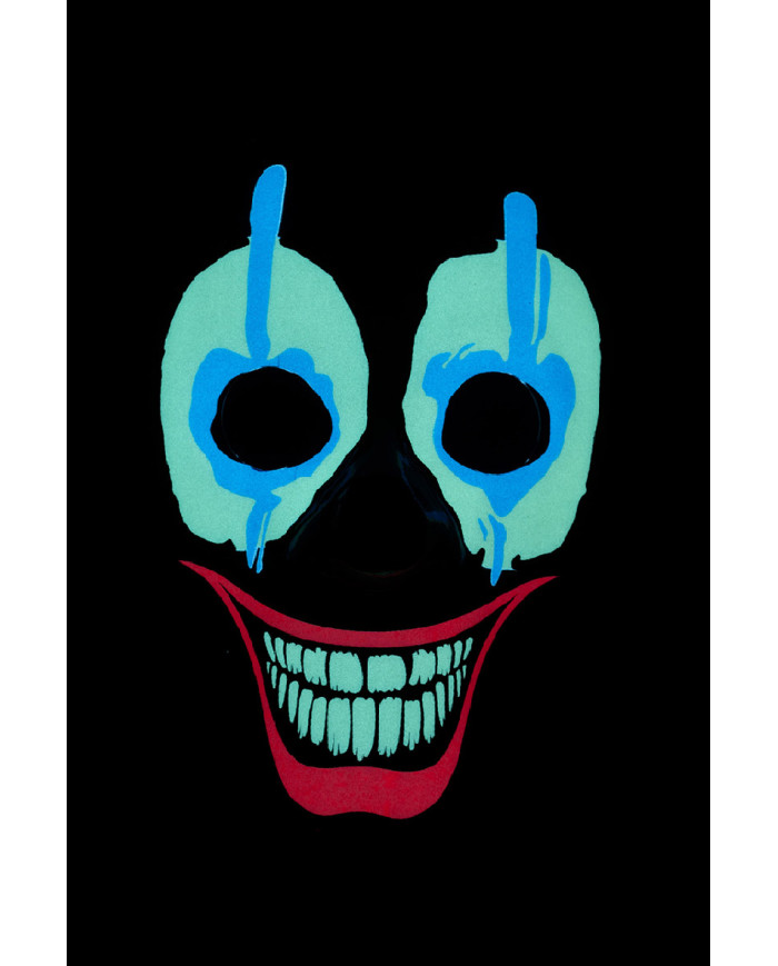 Masque clown avec décorations lumineuses (piles non comprises), dans un sachet avec étiquette ferme-sachet