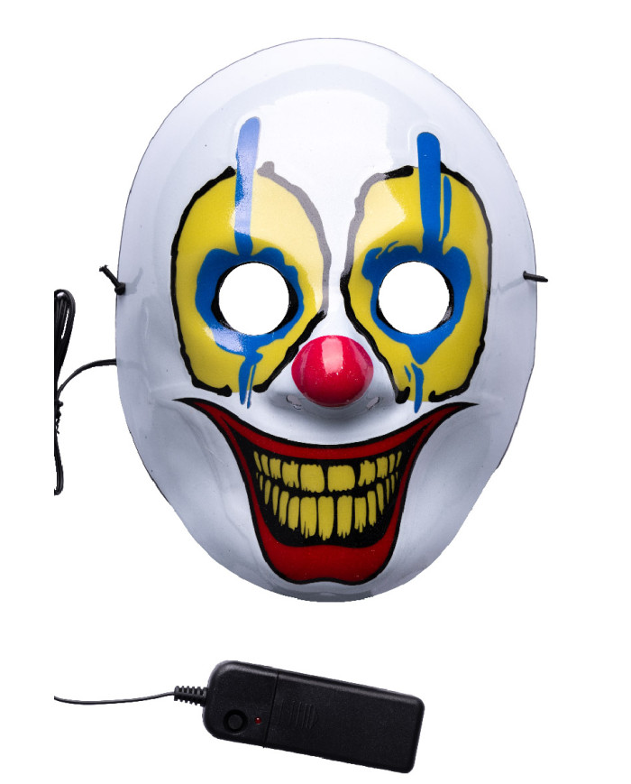 Maschera clown con decorazioni luminose (batterie escluse) in busta con cavallotto