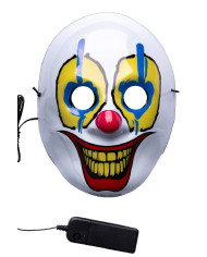Masque clown avec décorations lumineuses (piles non comprises), dans un sachet avec étiquette ferme-sachet