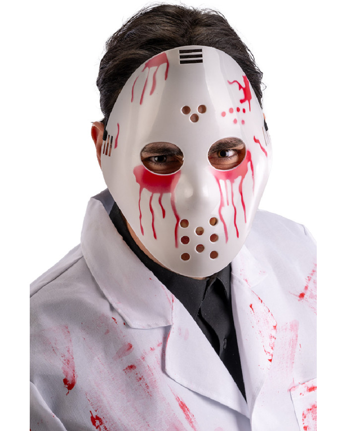 Bloody hockey mask on card