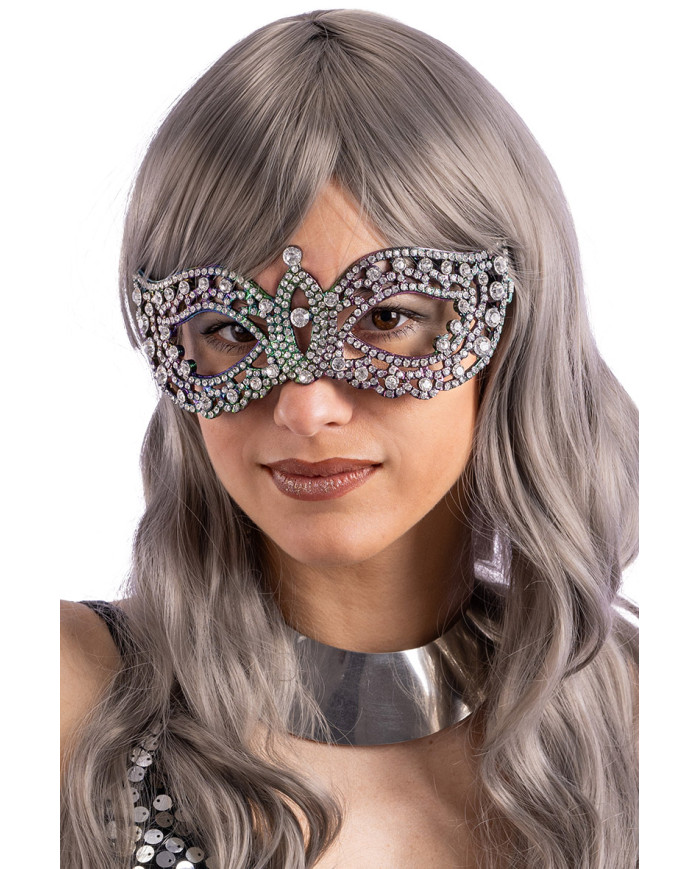 Black precious mask with rhinestones on card