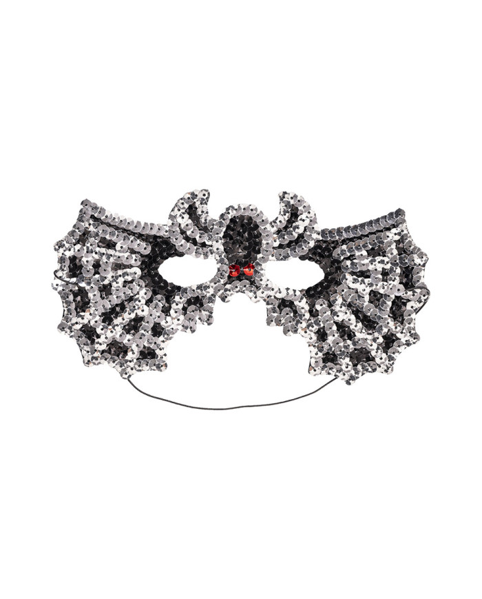 Maschera ragno in tessuto con paillettes su cartoncino