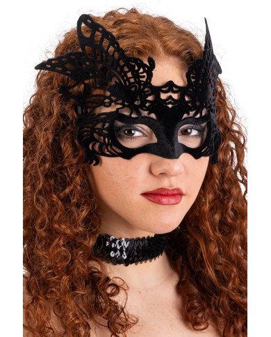 Butterfly mask in hard plastic and velvet on card
