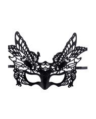 Masque papillon en plastique dur avec velours, sur papier cartonné