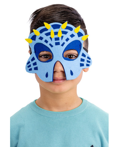 Blaue Drachenmaske für Kinder aus Filz mit Aufhänger