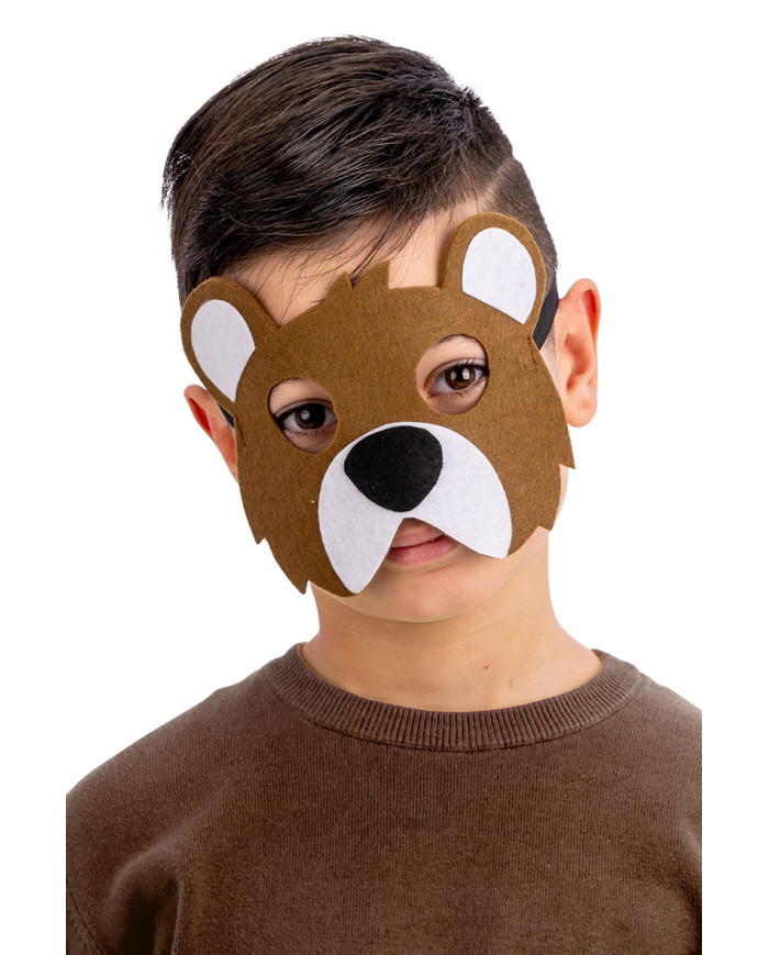 Masque ourson pour enfant, en feutre, avec étiquette cartonnée pliée