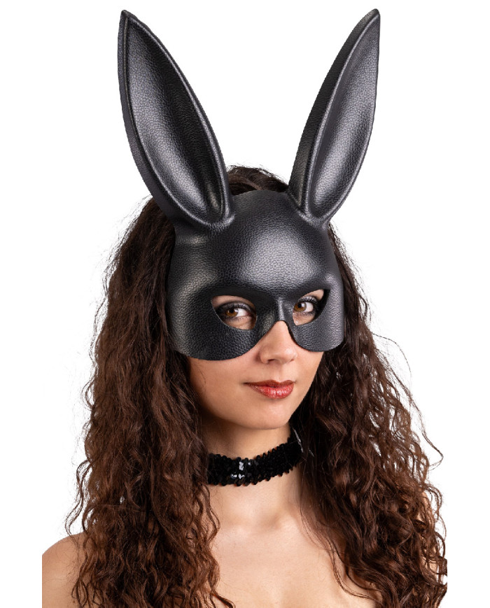 Masque dur lapin, en éco-cuir, sur papier cartonné