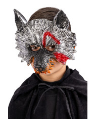 Hard plastic bloody wolf mask on card