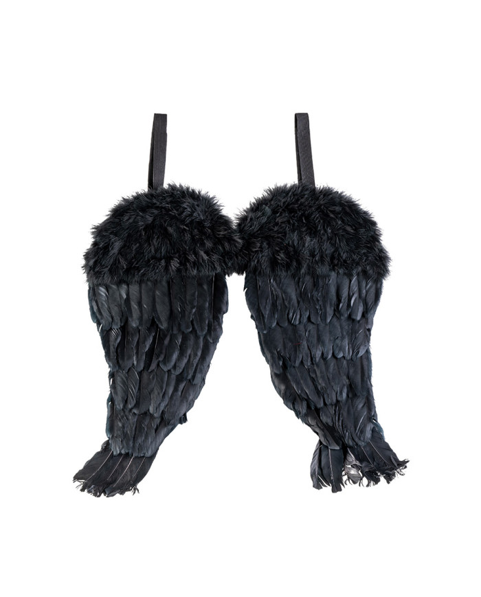 Alas negras de pluma de 50 cm de alto x 45 aprox. en bolsa con solapa de cartón