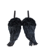 Ailes noires en plumes, h. 50x45 cm env., dans un sachet avec étiquette ferme-sachet