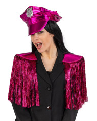 Set disco police fucsia (cappello e spalline) su cartoncino