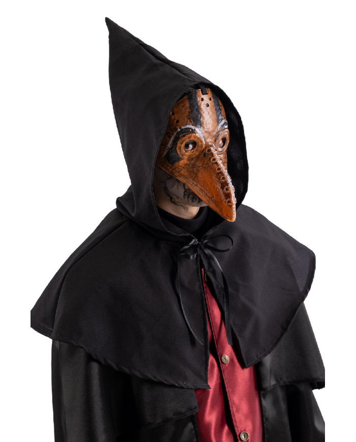 Horrorraben-Set (Maske aus Kunststoff und Umhang mit Kapuze) auf Pappkarton