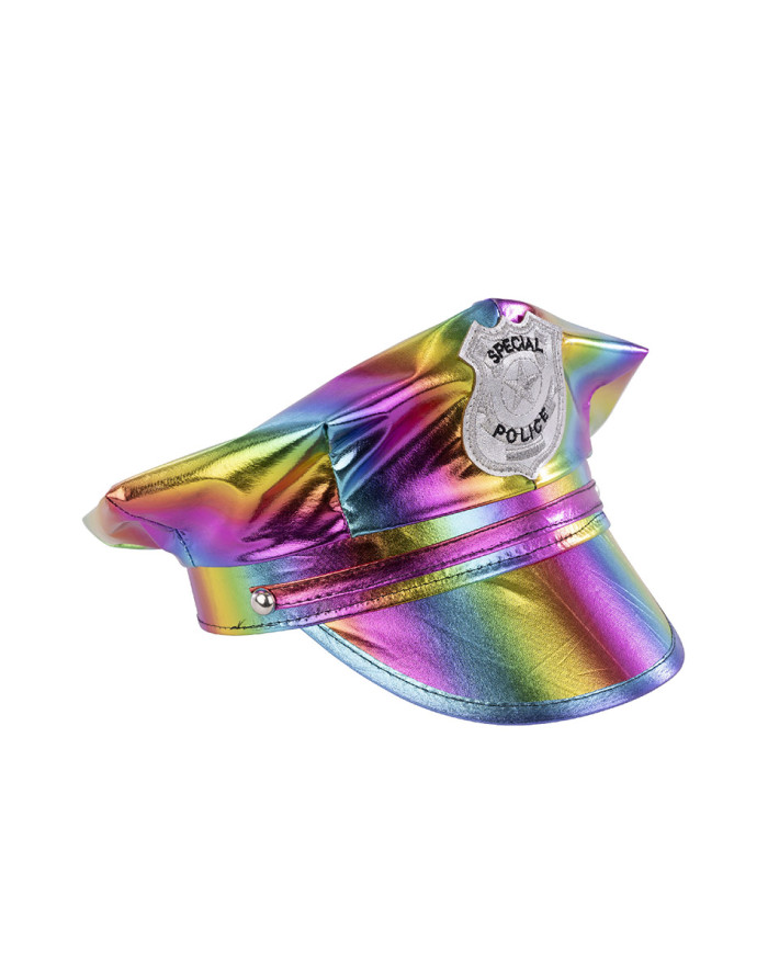 Set disco police multicolor (cappello e spalline) su cartoncino