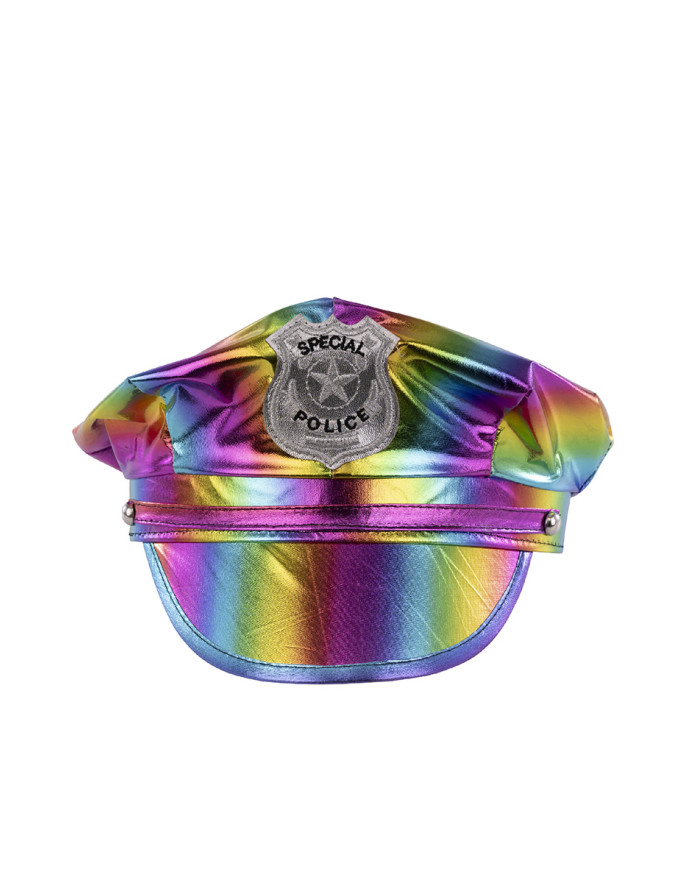 Set disco police multicolor (cappello e spalline) su cartoncino