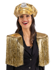 Gold disco police set (hat and shoulder pads) on card