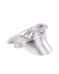 Silver disco police set (hat and shoulder pads) on card