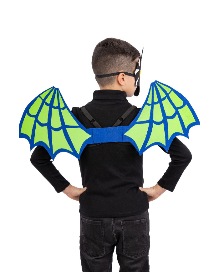 Felt green dragon set ( mask and wigs h.cm.70x28 ) in pbh