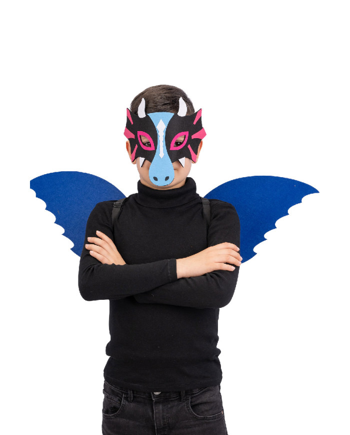 Felt blu dragon set ( mask and wigs h.cm.70x26 ) in pbh