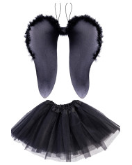Black angel set ( skirt and wings h.cm.46x40) in pbh