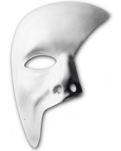 Phantom of the Opera white plastic mask with elastic. To turn