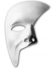 Phantom of the Opera white plastic mask with elastic. To turn