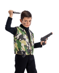 Warrior set (jacket, gun, knife, hand grenade) in bag w/hook