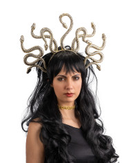 Diadema medusa dorada de plástico sobre cartoncillo