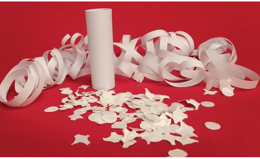 Confetti and white streamers Confetti and white streamers